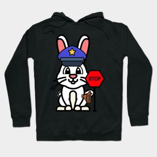 Funny white rabbit is a policeman Hoodie